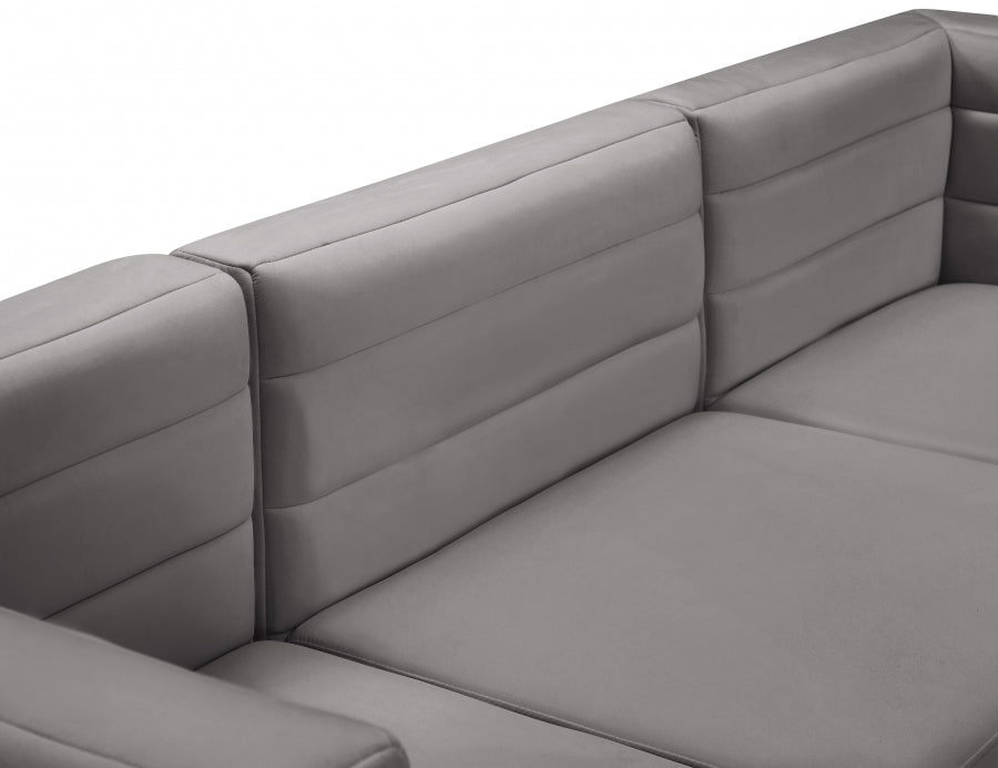 Quincy Grey Velvet Modular Cloud-Like Comfort Sofa from Meridian - Luna Furniture