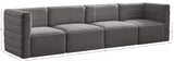 Quincy Grey Velvet Modular Cloud-Like Comfort Sofa from Meridian - Luna Furniture