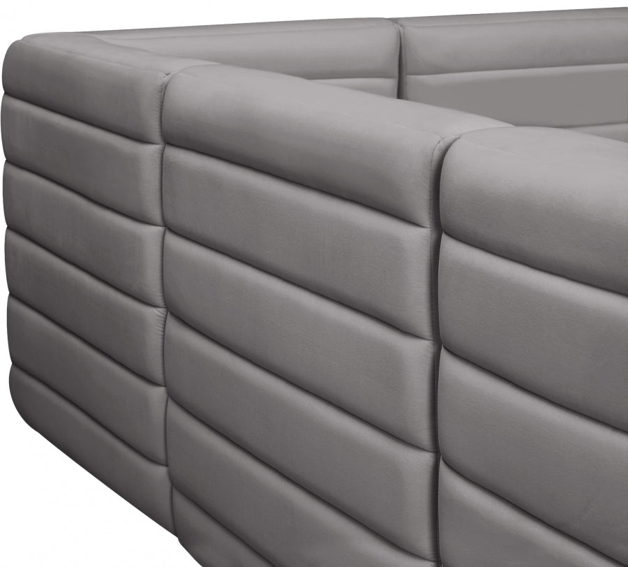 Quincy Grey Velvet Modular Cloud-Like Comfort Loveseat from Meridian - Luna Furniture