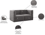 Quincy Grey Velvet Modular Cloud-Like Comfort Loveseat from Meridian - Luna Furniture