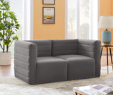 Quincy Grey Velvet Modular Cloud-Like Comfort Loveseat from Meridian - Luna Furniture