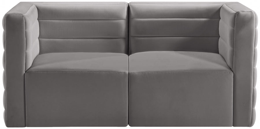 Quincy Grey Velvet Modular Cloud-Like Comfort Loveseat from Meridian - Luna Furniture