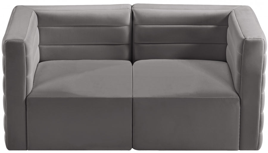 Quincy Grey Velvet Modular Cloud-Like Comfort Loveseat from Meridian - Luna Furniture