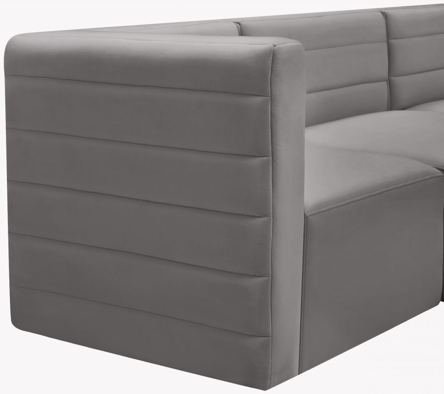 Quincy Grey Velvet Modular Cloud-Like Comfort Loveseat from Meridian - Luna Furniture