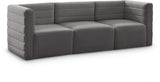 Quincy Grey Velvet Modular Cloud-Like Comfort Sofa from Meridian - Luna Furniture