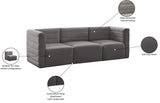 Quincy Grey Velvet Modular Cloud-Like Comfort Sofa from Meridian - Luna Furniture