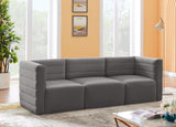 Quincy Grey Velvet Modular Cloud-Like Comfort Sofa from Meridian - Luna Furniture