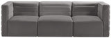 Quincy Grey Velvet Modular Cloud-Like Comfort Sofa from Meridian - Luna Furniture