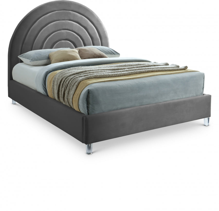 Rainbow Grey Velvet Full Bed from Meridian - Luna Furniture