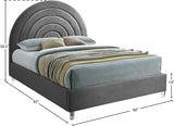 Rainbow Grey Velvet Full Bed from Meridian - Luna Furniture