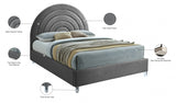 Rainbow Grey Velvet King Bed from Meridian - Luna Furniture