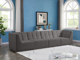 Relax Grey Velvet Modular 128" Sofa from Meridian - Luna Furniture