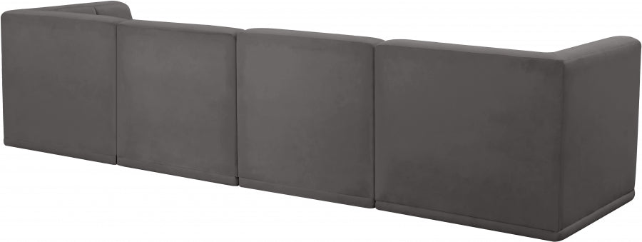 Relax Grey Velvet Modular 128" Sofa from Meridian - Luna Furniture