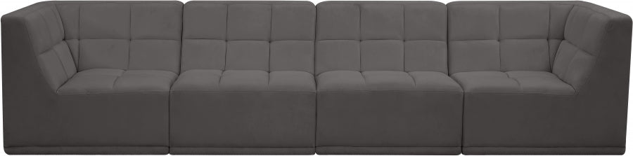 Relax Grey Velvet Modular 128" Sofa from Meridian - Luna Furniture