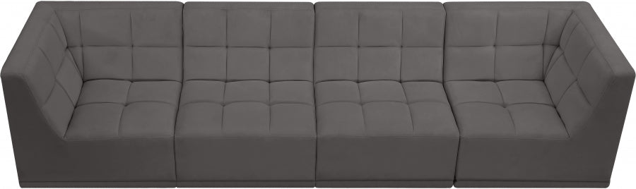 Relax Grey Velvet Modular 128" Sofa from Meridian - Luna Furniture