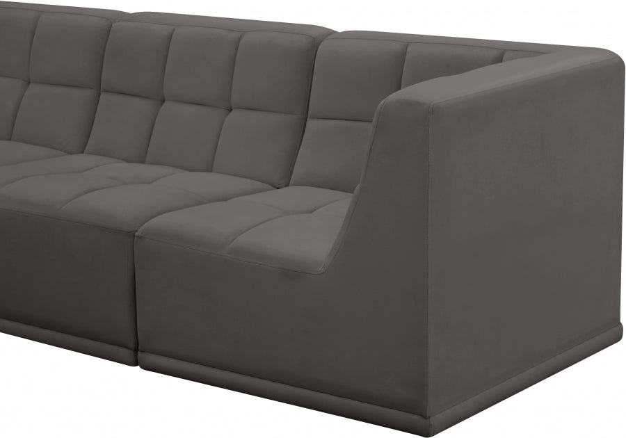 Relax Grey Velvet Modular 128" Sofa from Meridian - Luna Furniture