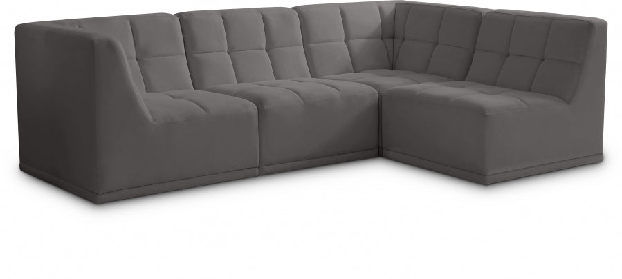 Relax Grey Velvet Modular Sectional from Meridian - Luna Furniture