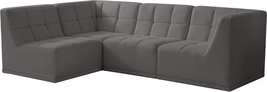 Relax Grey Velvet Modular Sectional from Meridian - Luna Furniture