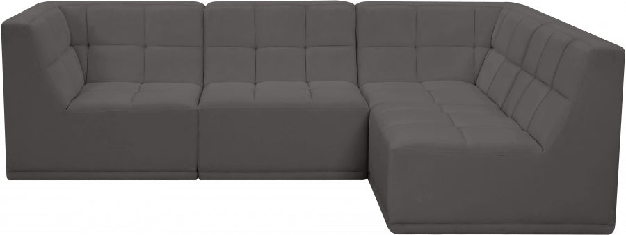 Relax Grey Velvet Modular Sectional from Meridian - Luna Furniture