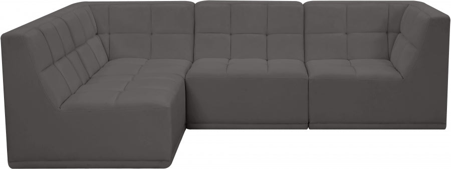 Relax Grey Velvet Modular Sectional from Meridian - Luna Furniture