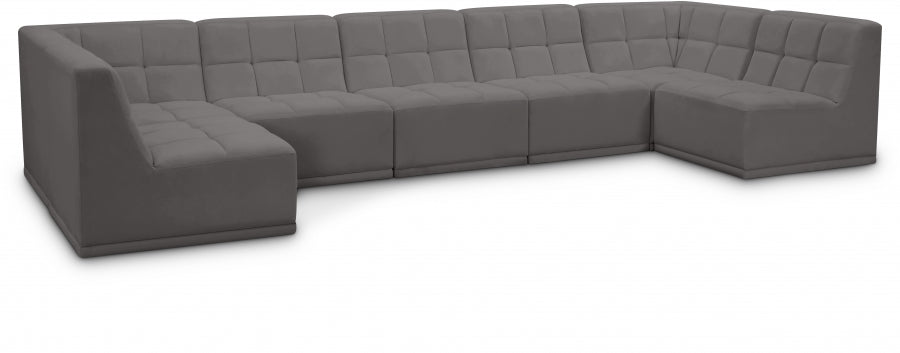 Relax Grey Velvet Modular Sectional from Meridian - Luna Furniture