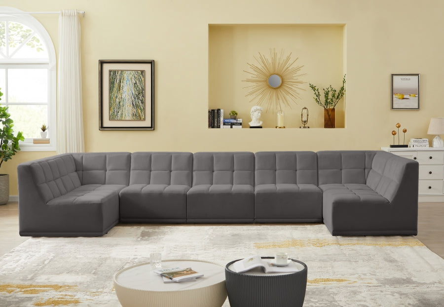 Relax Grey Velvet Modular Sectional from Meridian - Luna Furniture