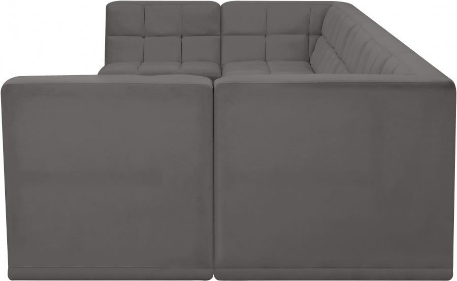 Relax Grey Velvet Modular Sectional from Meridian - Luna Furniture