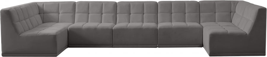 Relax Grey Velvet Modular Sectional from Meridian - Luna Furniture