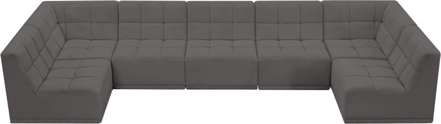 Relax Grey Velvet Modular Sectional from Meridian - Luna Furniture