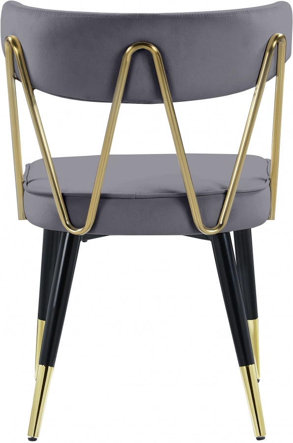 Rheingold Grey Velvet Dining Chair, Set of 2 from Meridian - Luna Furniture