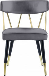 Rheingold Grey Velvet Dining Chair, Set of 2 from Meridian - Luna Furniture