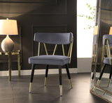 Rheingold Grey Velvet Dining Chair, Set of 2 from Meridian - Luna Furniture