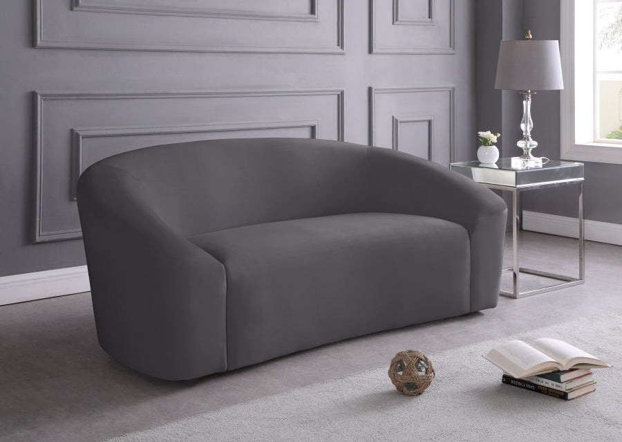 Riley Grey Velvet Loveseat from Meridian - Luna Furniture