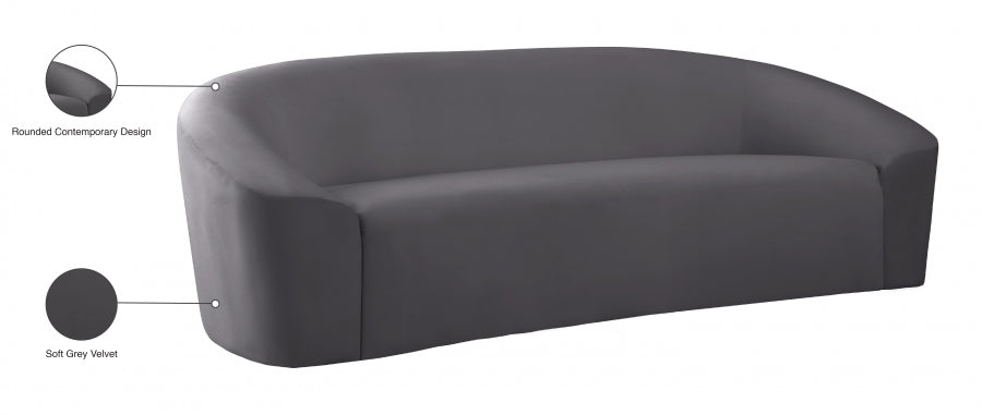 Riley Grey Velvet Sofa from Meridian - Luna Furniture