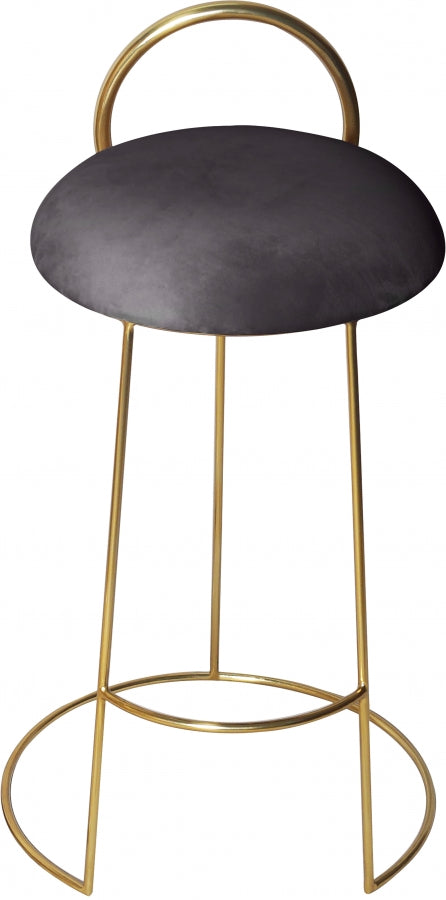 Ring Grey Velvet Counter Stool from Meridian - Luna Furniture