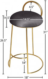 Ring Grey Velvet Counter Stool from Meridian - Luna Furniture