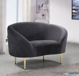 Ritz Grey Velvet Chair from Meridian - Luna Furniture