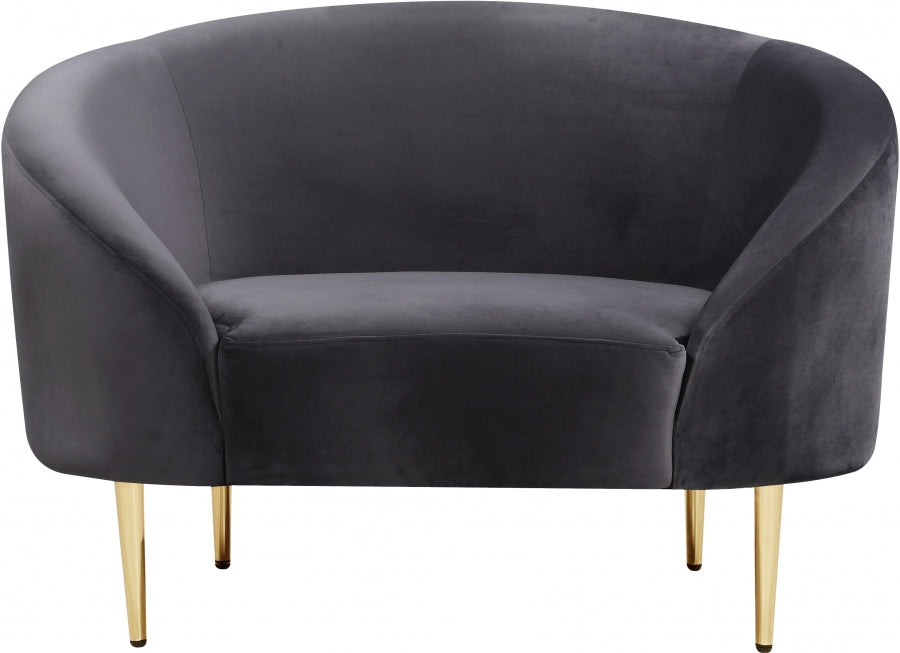 Ritz Grey Velvet Chair from Meridian - Luna Furniture