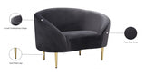 Ritz Grey Velvet Chair from Meridian - Luna Furniture