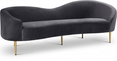 Ritz Grey Velvet Sofa from Meridian - Luna Furniture