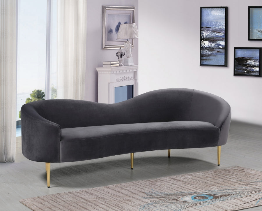 Ritz Grey Velvet Sofa from Meridian - Luna Furniture