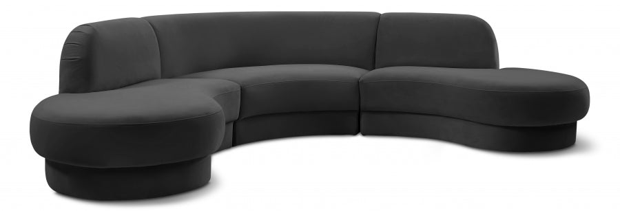 Grey Rosa Velvet 3pc. Sectional from Meridian - Luna Furniture