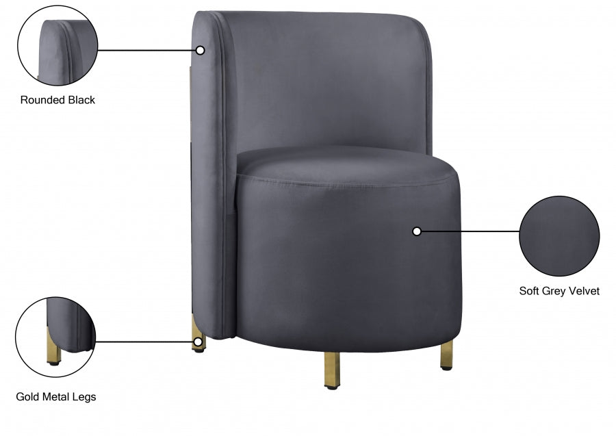 Rotunda Grey Velvet Chair from Meridian - Luna Furniture