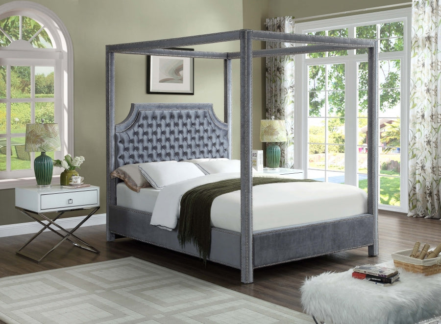 Rowan Grey Velvet King Bed from Meridian - Luna Furniture