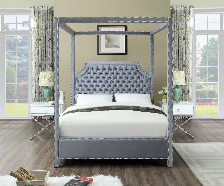 Rowan Grey Velvet King Bed from Meridian - Luna Furniture