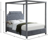 Rowan Grey Velvet King Bed from Meridian - Luna Furniture