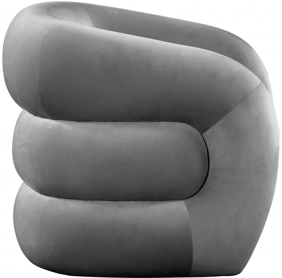 Roxbury Grey Velvet Accent Chair from Meridian - Luna Furniture