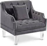 Roxy Grey Velvet Chair from Meridian - Luna Furniture