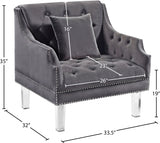 Roxy Grey Velvet Chair from Meridian - Luna Furniture