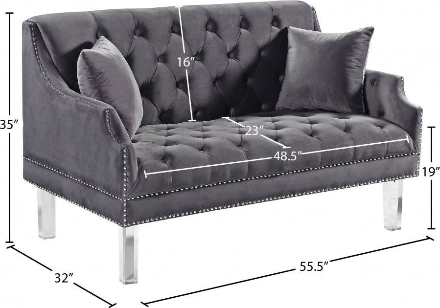 Roxy Grey Velvet Loveseat from Meridian - Luna Furniture